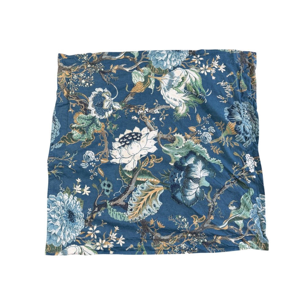 Pottery Barn Dahlia Floral Euro Sham 26x26 Blue Multi Floral Print Cotton